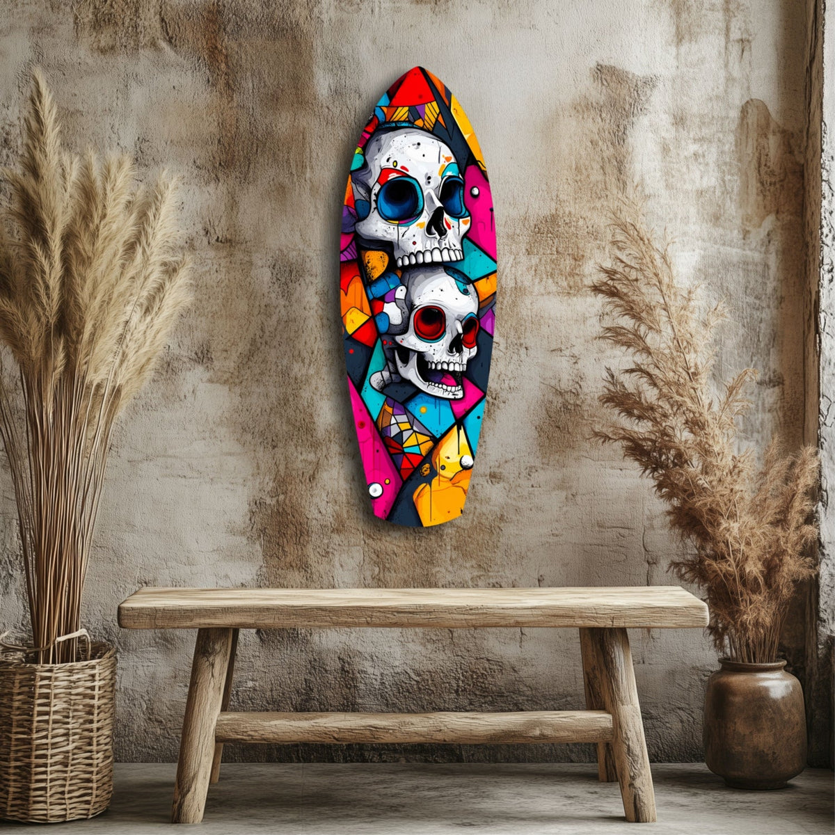 Vintage Skulls Glass Wall Art