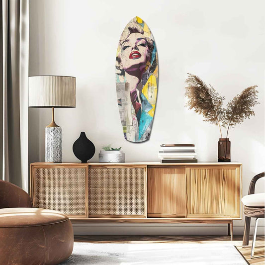 Surfboard Collage Blonde Glass Wall Art