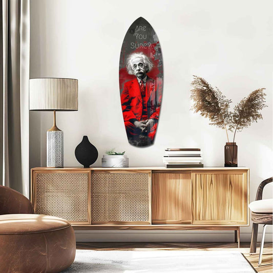 Red Suit Genius Are You Sure Surfboard Glass Wall Art