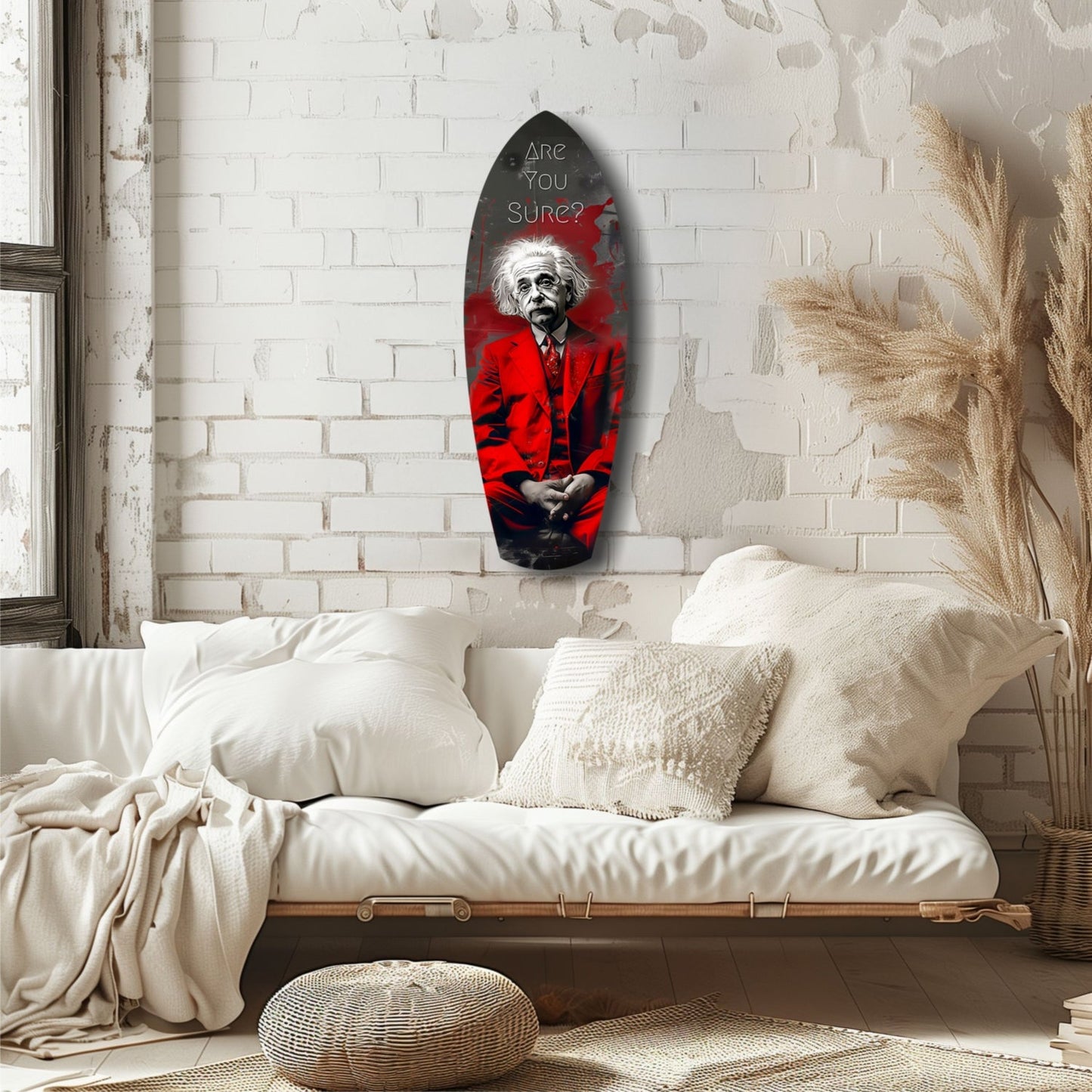 Red Suit Genius Are You Sure Surfboard Glass Wall Art
