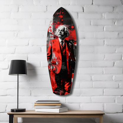 Standing Genius Red Blazer Splatter Glass Wall Art
