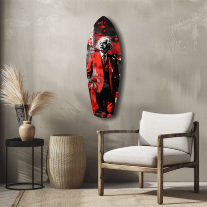 Standing Genius Red Blazer Splatter Glass Wall Art