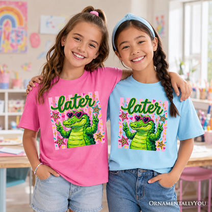 Later Alligator Kids T-Shirt, Funny Coquette Animal Tee for Youth Girls