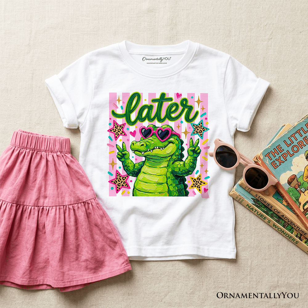 Later Alligator Kids T-Shirt, Funny Coquette Animal Tee for Youth Girls