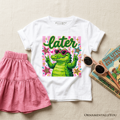 Later Alligator Kids T-Shirt, Funny Coquette Animal Tee for Youth Girls
