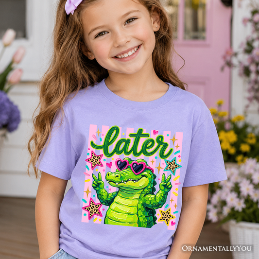 Later Alligator Kids T-Shirt, Funny Coquette Animal Tee for Youth Girls