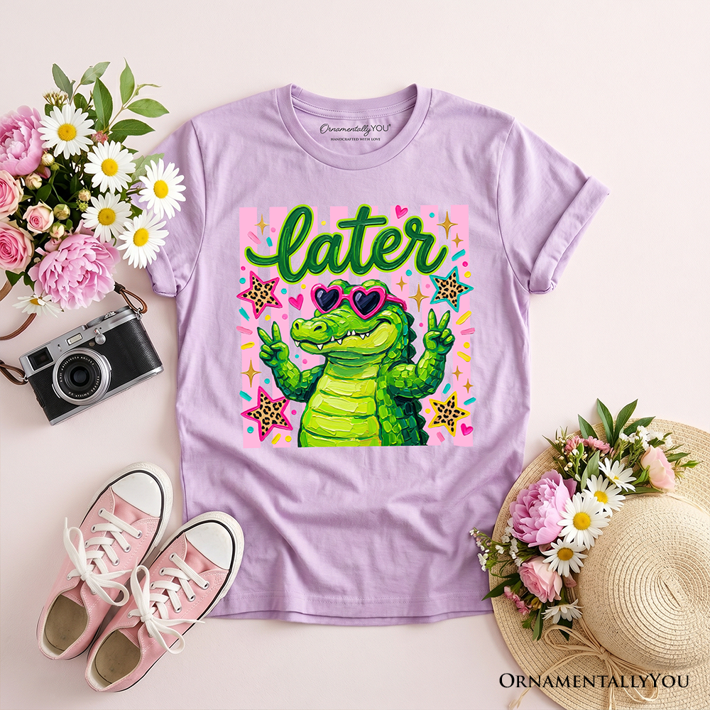 Later Alligator Kids T-Shirt, Funny Coquette Animal Tee for Youth Girls