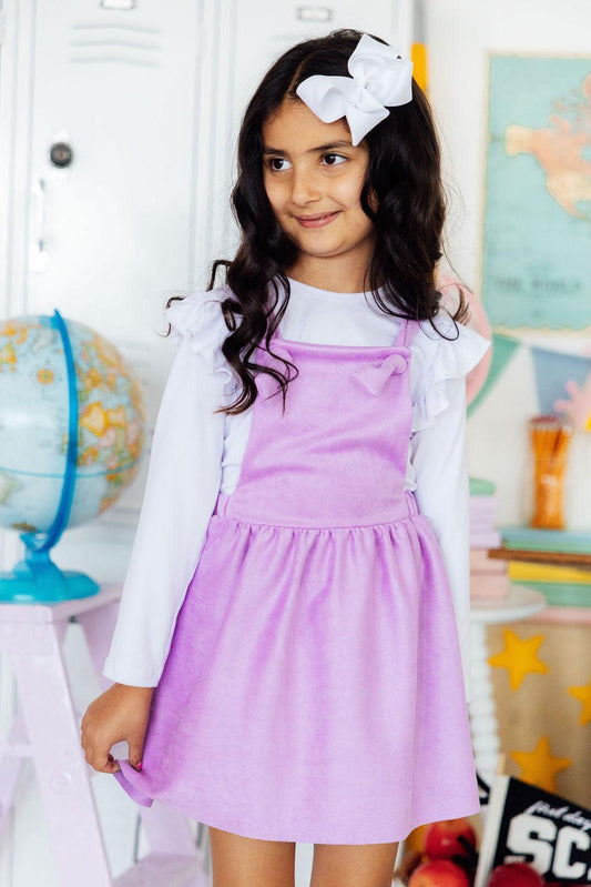 Lavender Faux Suede Pinafore