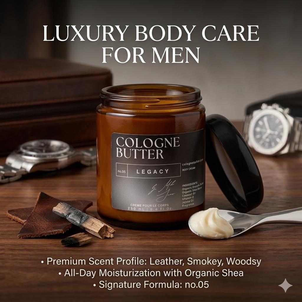 LEGACY – Luxury Fragrance Body Butter | Black Leather, Amber & Rose Cologne Scent Moisturizing Skin Butter | Cologne Butter