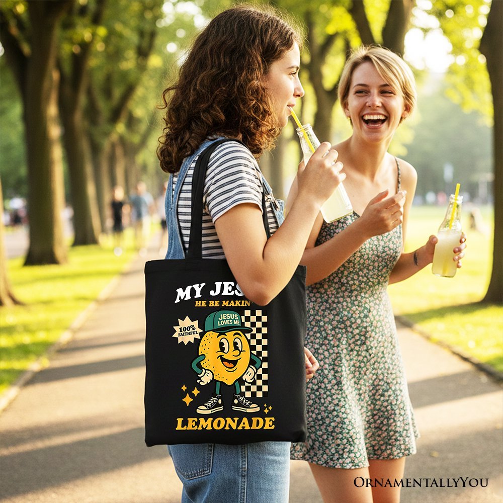 Life Gave Me Lemons Jesus Lemonade Tote Bag, Funny Christian Faith Retro Gift Shopper