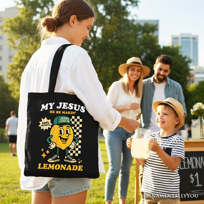 Life Gave Me Lemons Jesus Lemonade Tote Bag, Funny Christian Faith Retro Gift Shopper