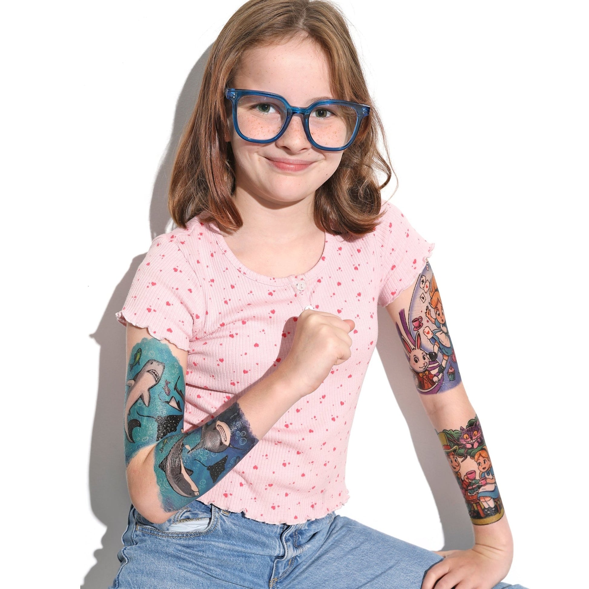 Lil' Jaws Full Sleeve Tattoo - Temporary Kids Tattoo Sleeve