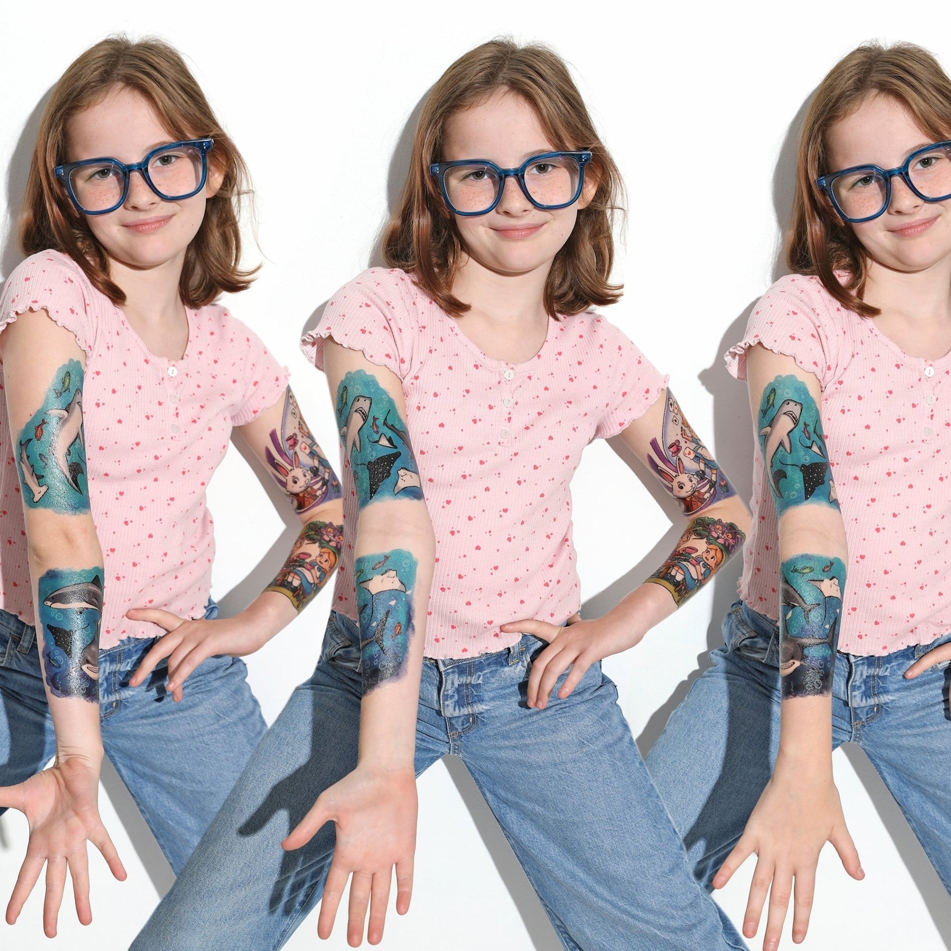 Lil' Jaws Full Sleeve Tattoo - Temporary Kids Tattoo Sleeve