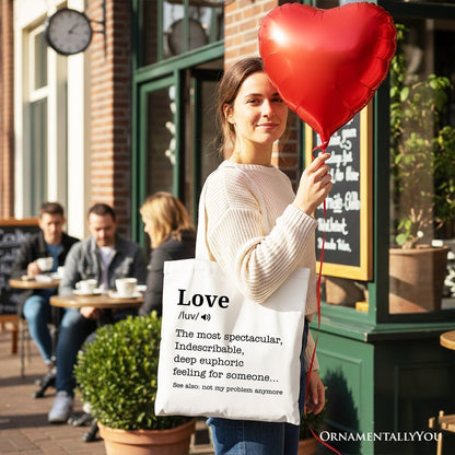 Love Not My Problem Anymore Definition Canvas Tote Bag, Sarcastic Gift Shopper for Exes
