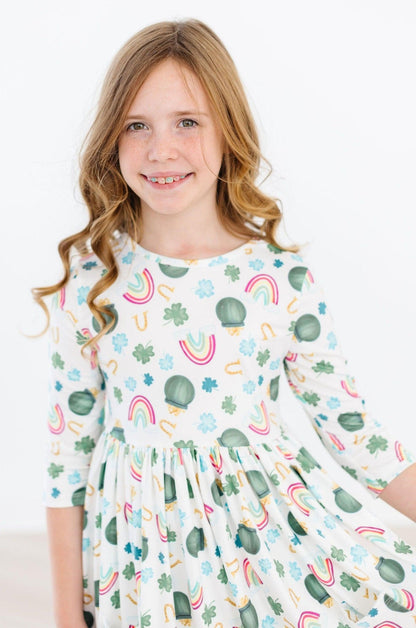 Luck of the Irish 3/4 Sleeve Pocket Twirl Dress