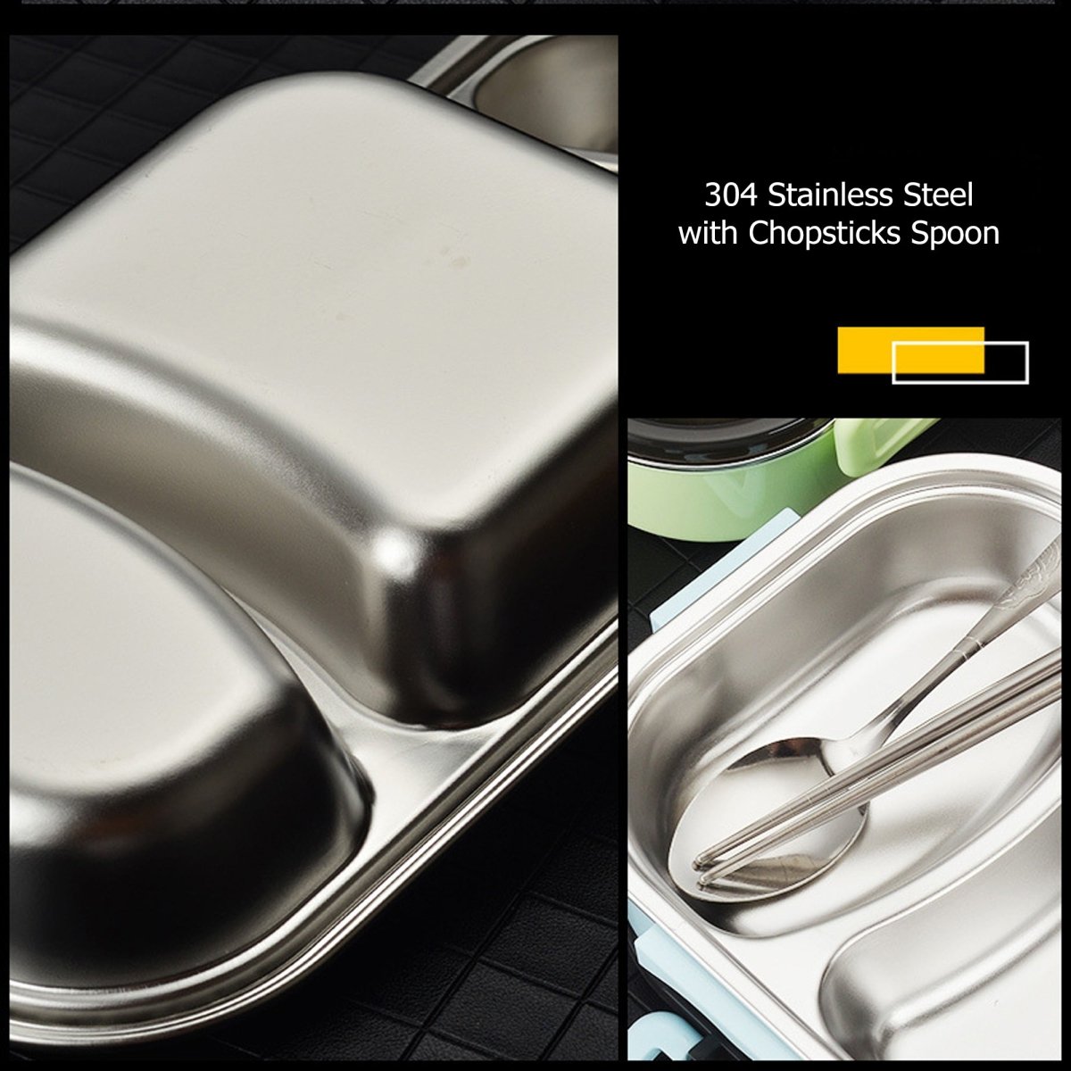 Lunch Box Food Container Stainless Steel Bento Box With Utensils Chopsticks Spoon