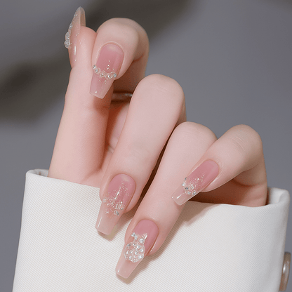 24 - Piece Press On Nails Set – Fake Crystal Nails with Glue