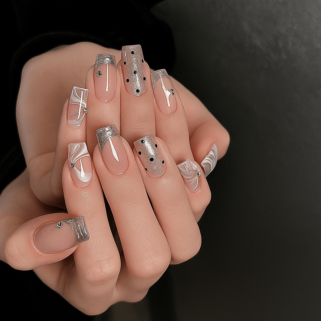 24 - Piece Press On Nails Set – Fake Crystal Nails with Glue
