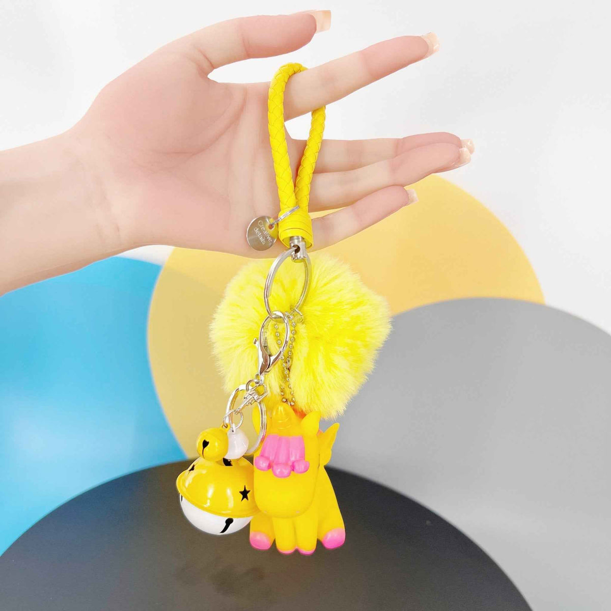 Magical Unicorn Keychain with Fur Ball and Bell for Daily Charm