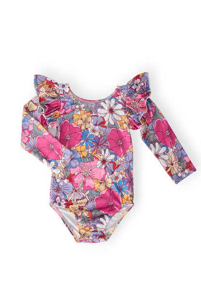 Mauve What's Up Buttercup L/S Flutter Sleeve Leotard