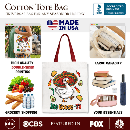 Me Goose-Ta Funny Tote Bag, Mexican Sombrero Goose Gift Shopper
