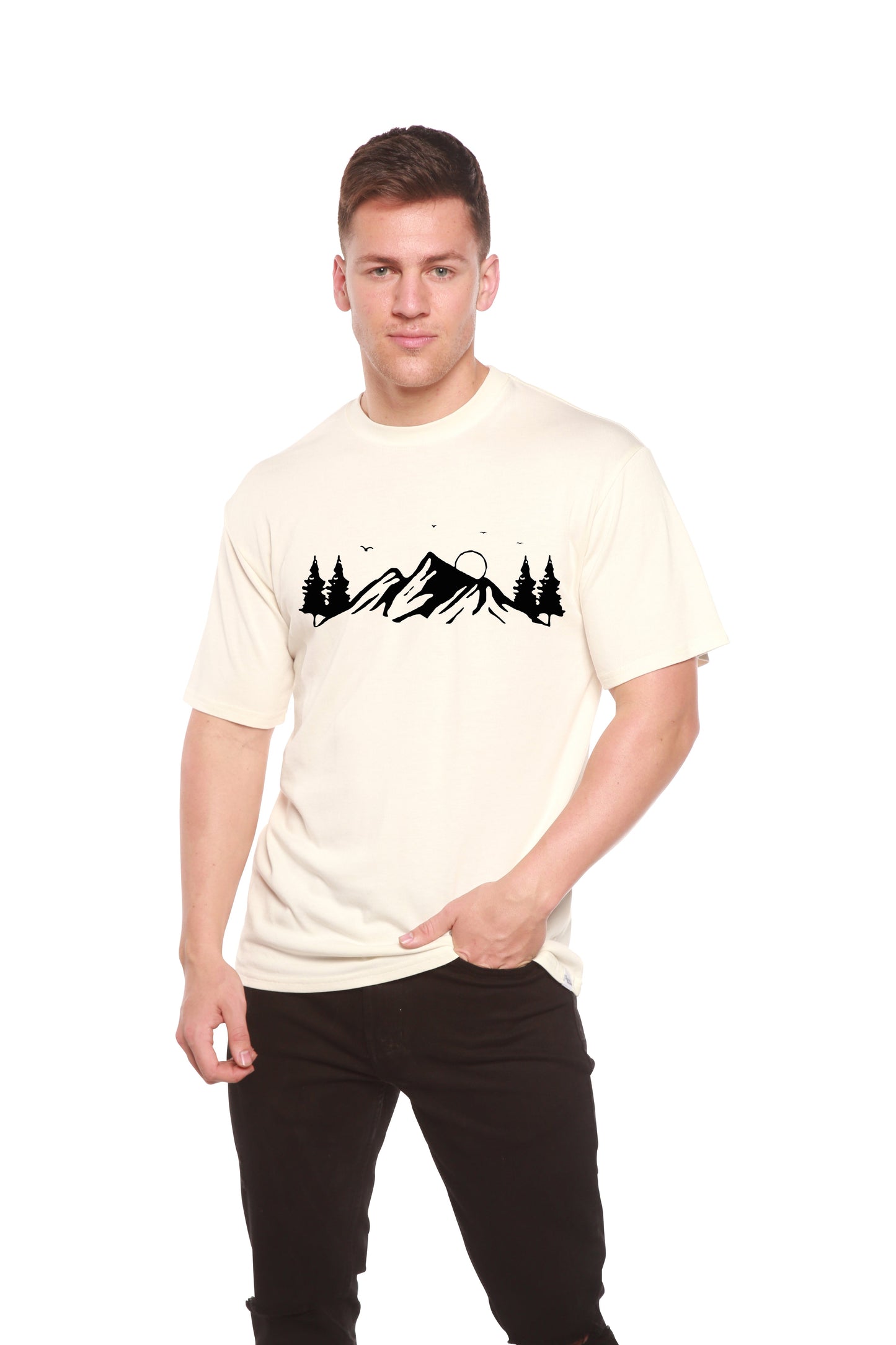 Men's Bamboo Viscose/Organic Cotton Short Sleeve T-Shirt with Print Mauna Kea