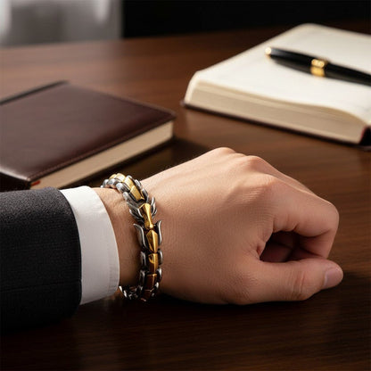 Mens Dragon Scale Bracelet Alloy Metal Symmetrical Wrist Bangle