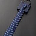 Mens Zipper Necktie Business Wedding Formal Events Striped Easy Zip on Neckties