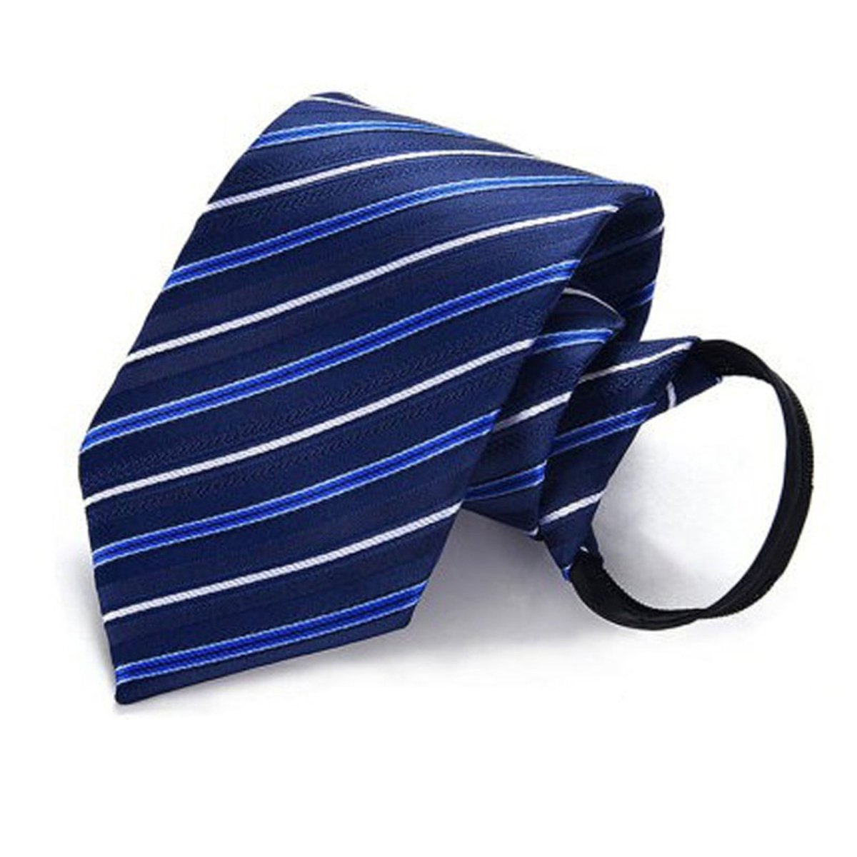 Mens Zipper Necktie Business Wedding Formal Events Striped Easy Zip on Neckties