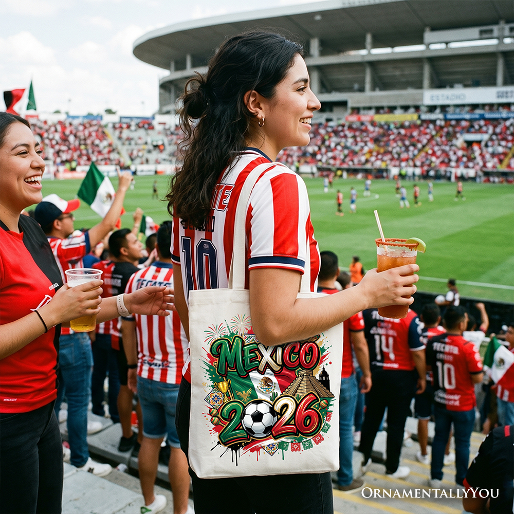 Mexico 2026 Soccer Cup Global Championship Tote Bag, Fans Football Gift Shopper