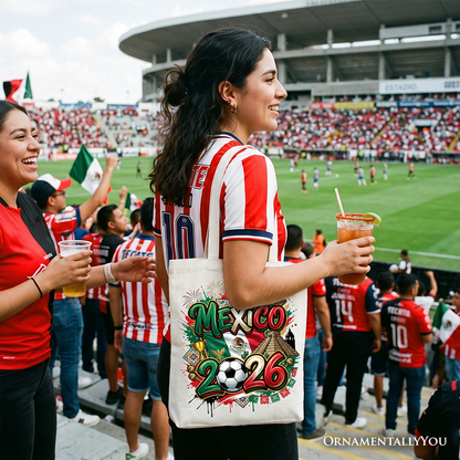 Mexico 2026 Soccer Cup Global Championship Tote Bag, Fans Football Gift Shopper