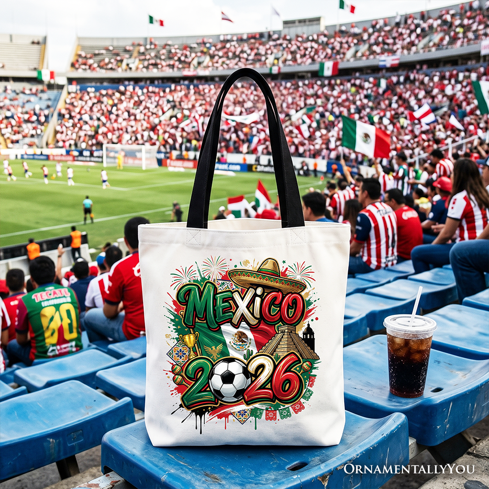 Mexico 2026 Soccer Cup Global Championship Tote Bag, Fans Football Gift Shopper