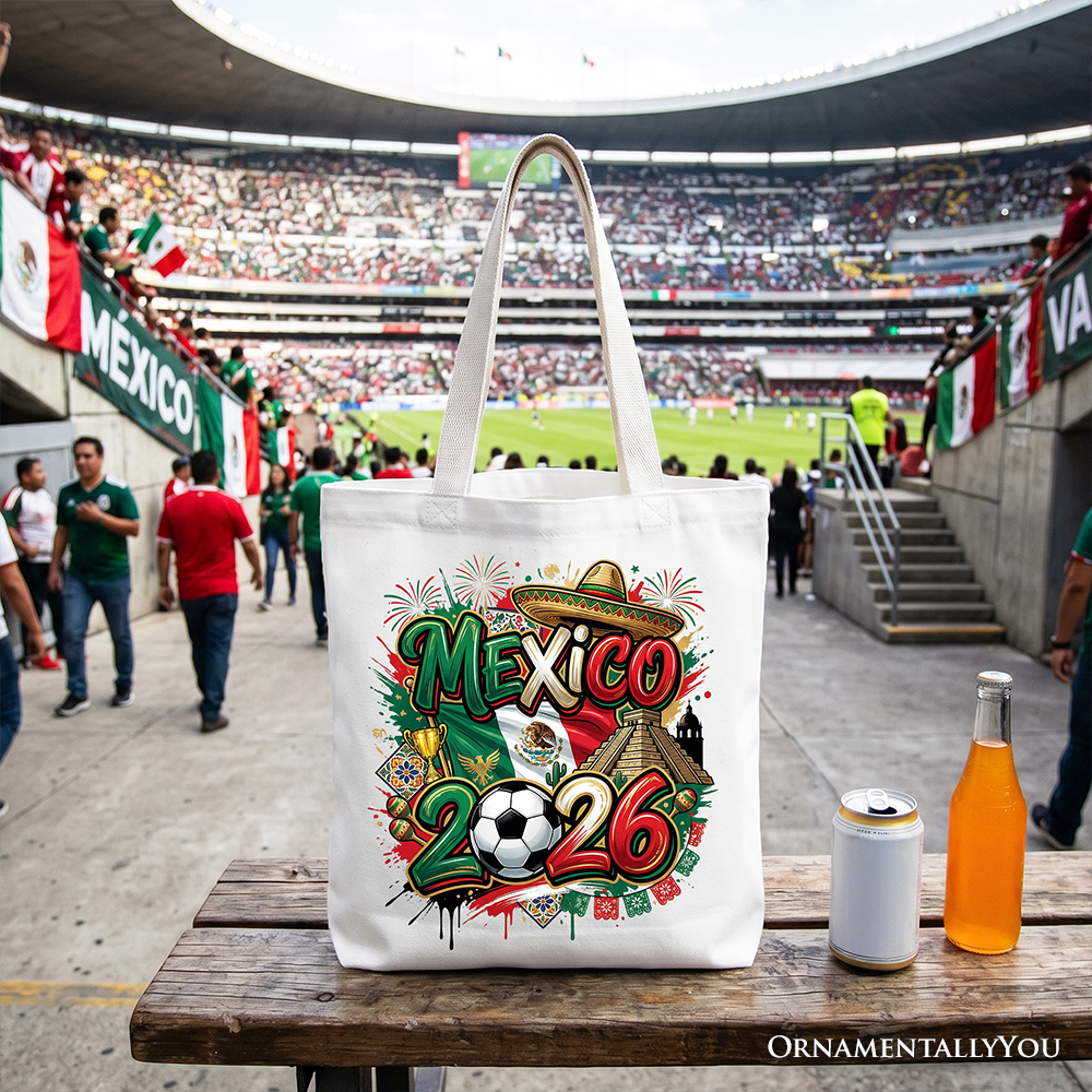 Mexico 2026 Soccer Cup Global Championship Tote Bag, Fans Football Gift Shopper