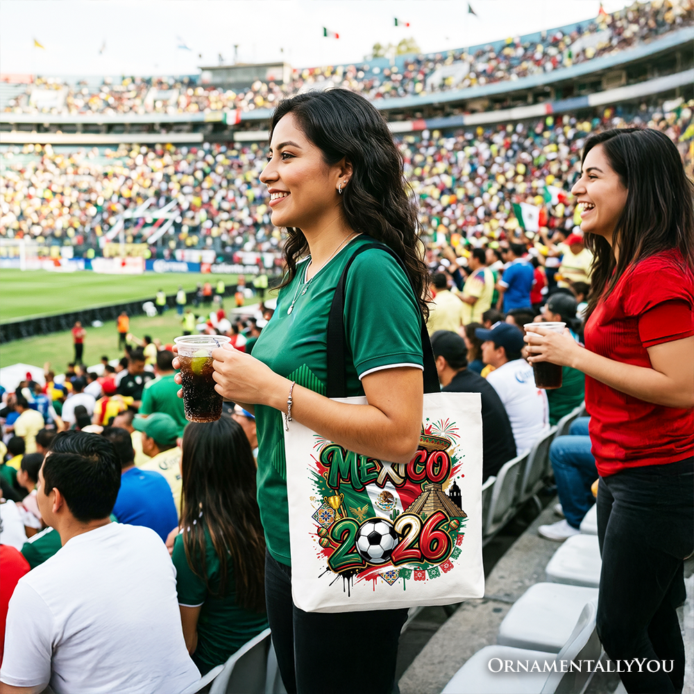 Mexico 2026 Soccer Cup Global Championship Tote Bag, Fans Football Gift Shopper
