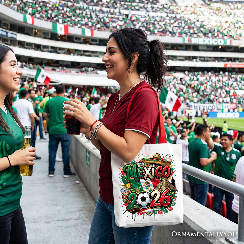 Mexico 2026 Soccer Cup Global Championship Tote Bag, Fans Football Gift Shopper