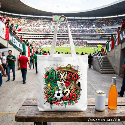 Mexico 2026 Soccer Cup Global Championship Tote Bag, Fans Football Gift Shopper