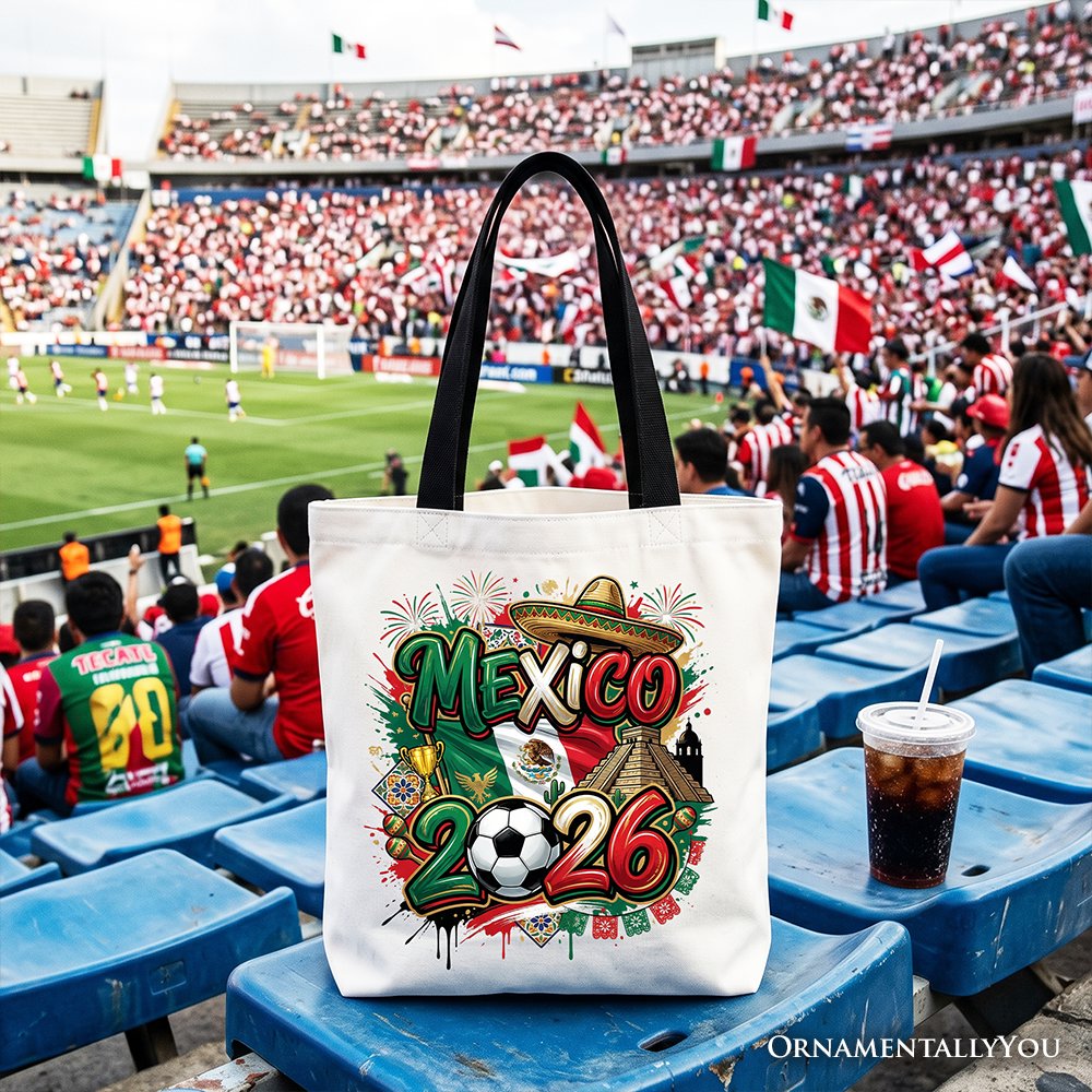 Mexico 2026 Soccer Cup Global Championship Tote Bag, Fans Football Gift Shopper