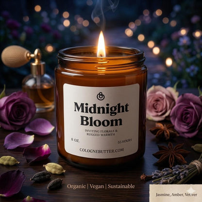 Midnight Bloom - The Luxury Floral Scented Candle for Home Decor, Relaxation & Romantic Atmosphere | Cologne Butter
