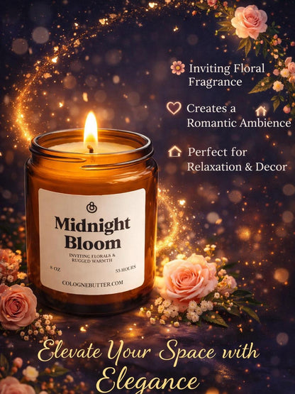 Midnight Bloom - The Luxury Floral Scented Candle for Home Decor, Relaxation & Romantic Atmosphere | Cologne Butter