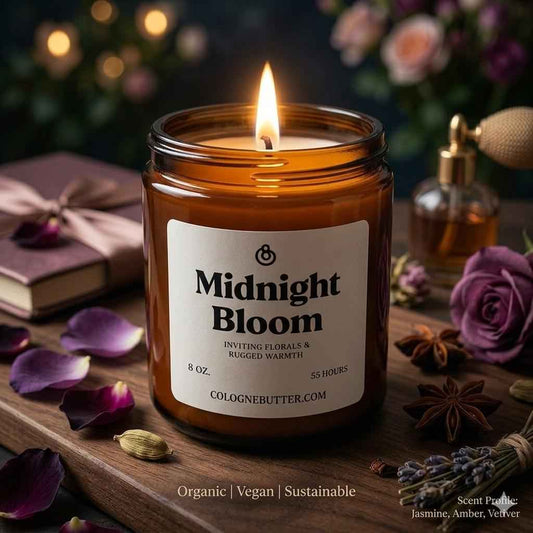 Midnight Bloom - The Luxury Floral Scented Candle for Home Decor, Relaxation & Romantic Atmosphere | Cologne Butter