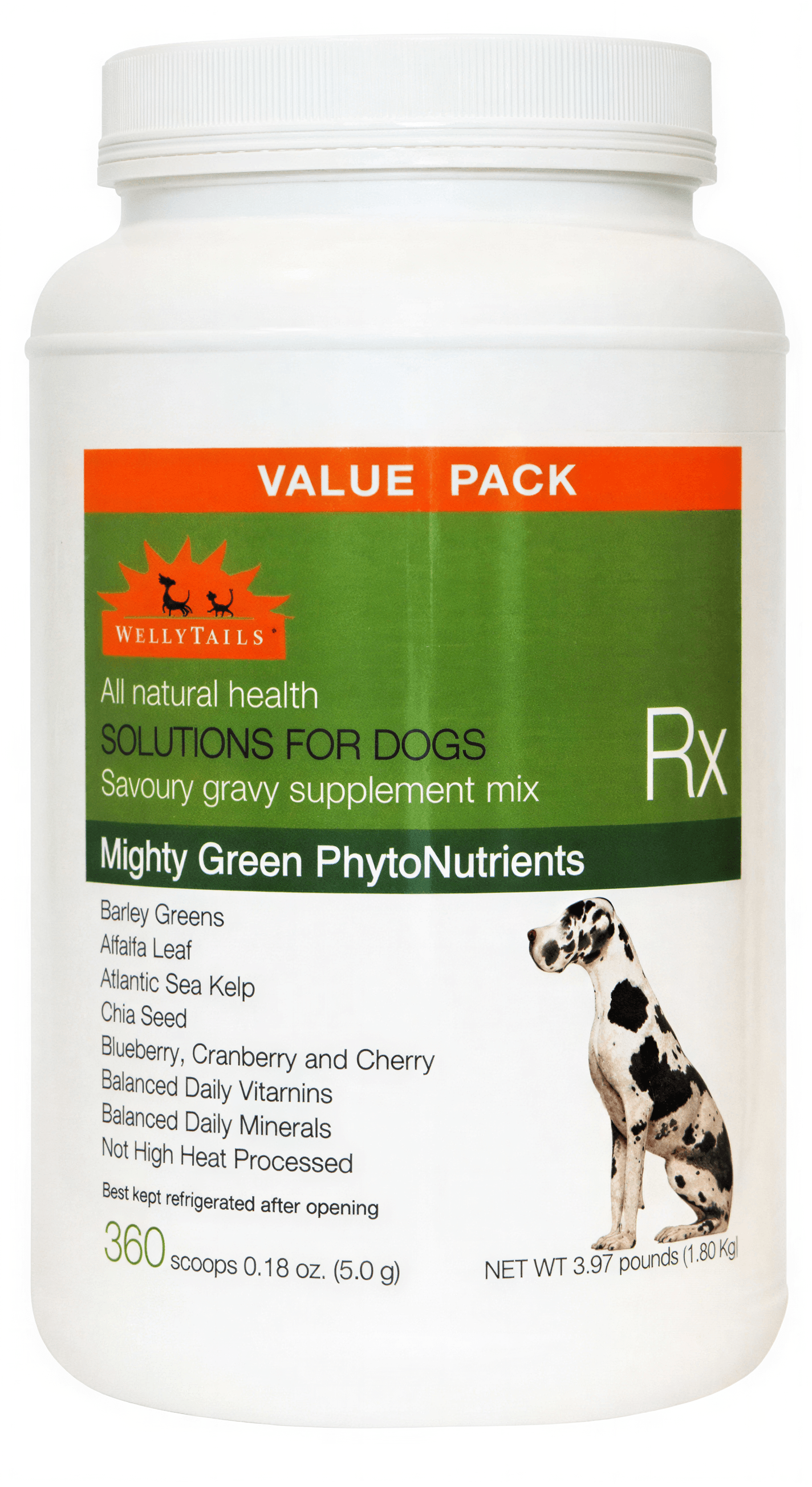WellyTails  Mighty Green Phytonutrients Vitamins & Minerals for Dogs