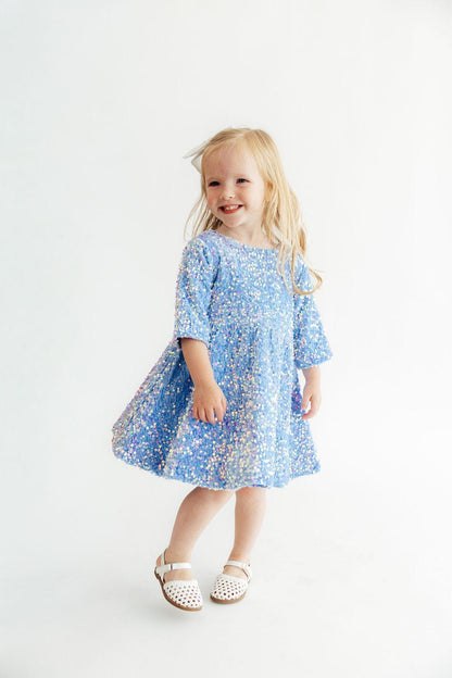 Light Blue Velvet Sequin Dress