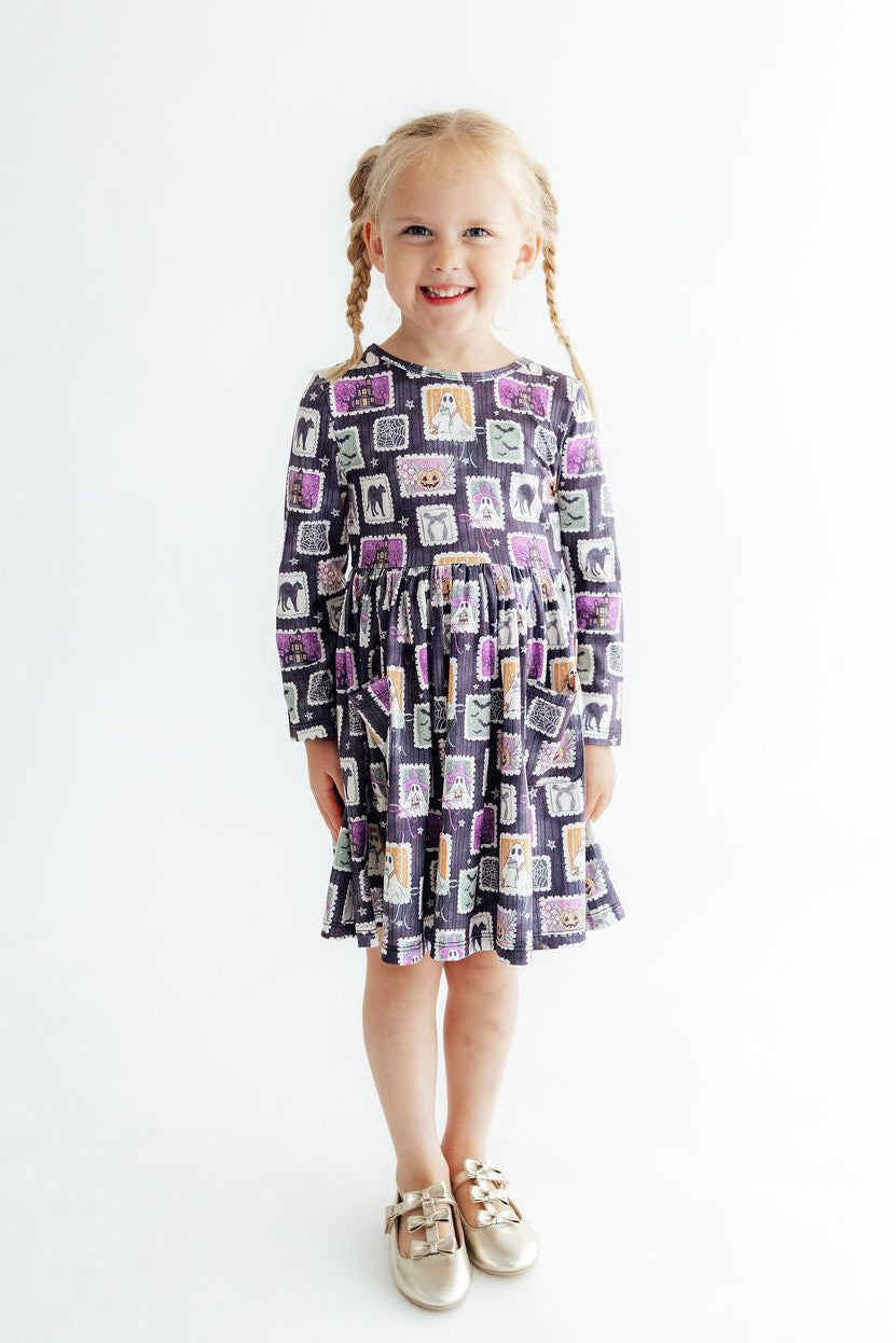 Trick or Treat L/S Pocket Twirl Dress - Shaketea