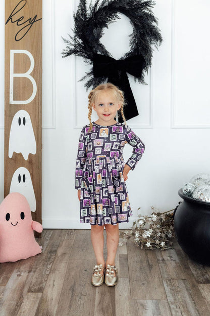 Trick or Treat L/S Pocket Twirl Dress - Shaketea