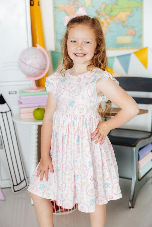 Apple of My Eye Flutter Sleeve Twirl Dress - Shaketea