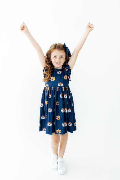 Auburn Blue Aubie Flutter Twirl Dress - Shaketea