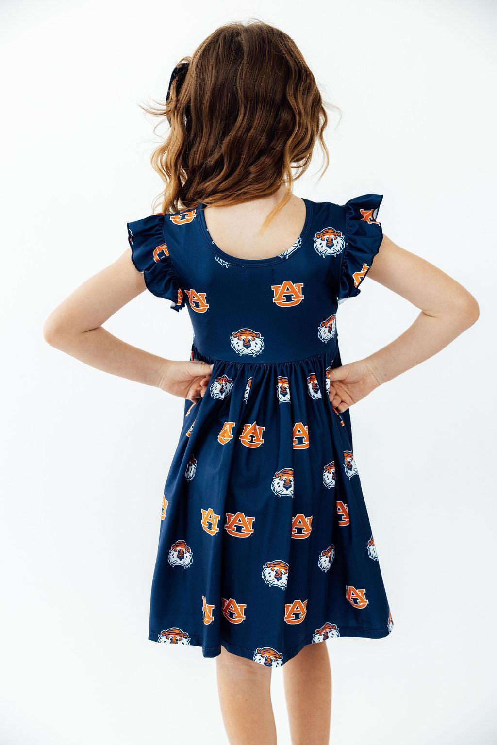 Auburn Blue Aubie Flutter Twirl Dress - Shaketea
