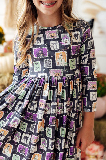 Trick or Treat L/S Pocket Twirl Dress - Shaketea