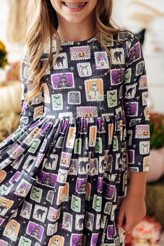 Trick or Treat L/S Pocket Twirl Dress - Shaketea