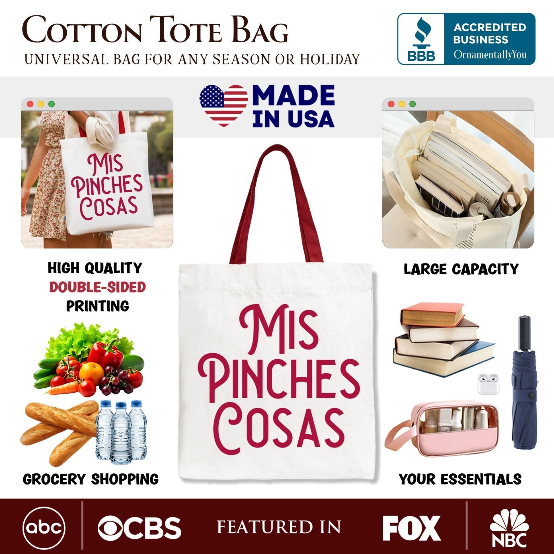 Mis Pinches Cosas Tote Bag, Funny Latino Spanish Quote Gift Shopper